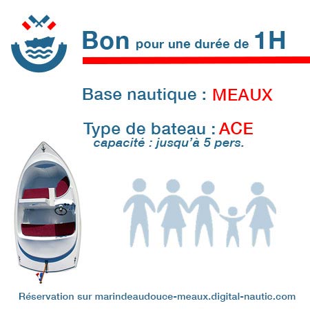 Bon cadeau pour un bateau type Ace pour une durée de 1H à Meaux