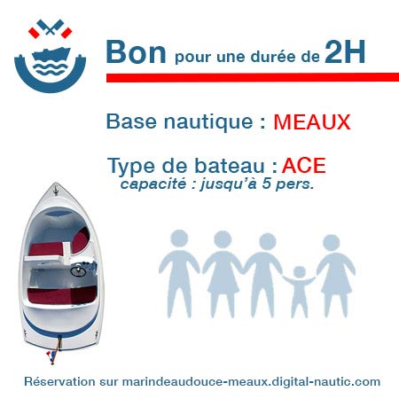 Bon cadeau pour un bateau type Ace pour une durée de 2H à Meaux
