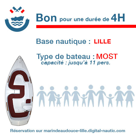 Bon cadeau pour un bateau type Most pour une durée de 4H à Lille