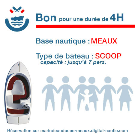 Bon cadeau pour un bateau type Scoop pour une durée de 6H à Meaux