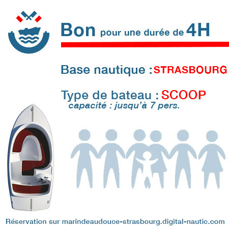 Bon cadeau pour un bateau type Scoop pour une durée de 4H à Strasbourg