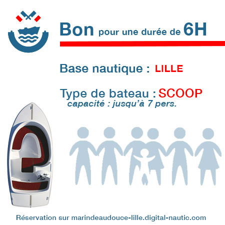 Bon cadeau pour un bateau type Scoop pour une durée de 6H à Lille